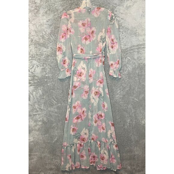 Express Women Light Chiffon Floral Girly Bloomcore Boho Maxi Wrap Cover Up Small - Picture 2 of 14